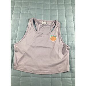 Gymshark Womens Lavender Racerback Crop Tank Top Strong Orange Logo Size L NWOT